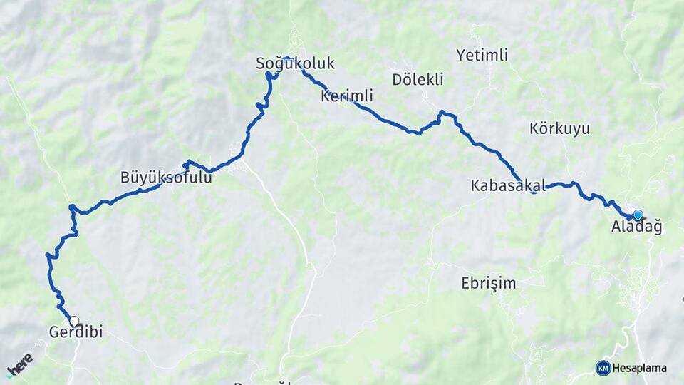 Adana Aladağ Gerdibi Aladağ Arası Kaç Km - Yol Haritası