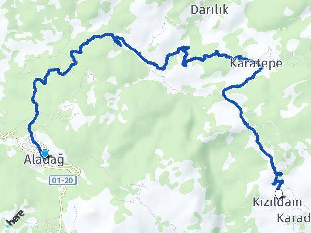 Adana Aladağ Kızıldam Aladağ Arası Kaç Km - Yol Haritası