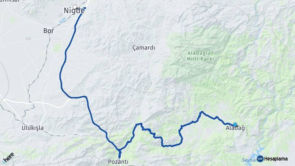 Adana Aladağ Niğde Arası Kaç Km - Yol Haritası