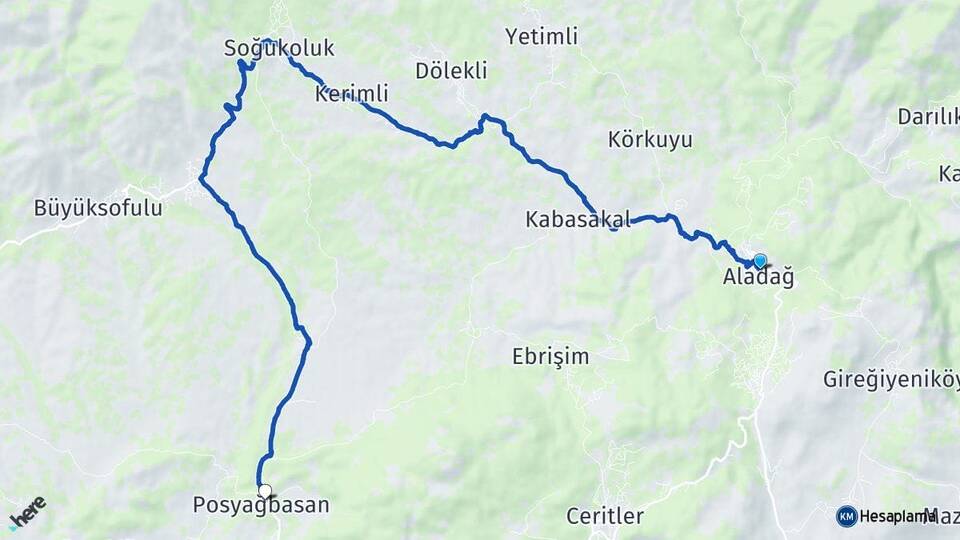 Adana Aladağ Posyağbasan Aladağ Arası Kaç Km - Yol Haritası