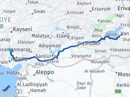 Adana Aladağ Van Arası Kaç Km - Yol Haritası