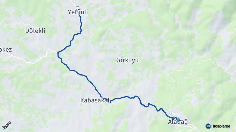 Adana Aladağ Yetimli Aladağ Arası Kaç Km - Yol Haritası