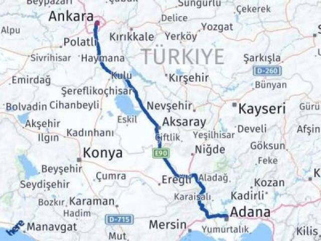 Adana Altındağ Ankara Arası Kaç Km - Yol Haritası