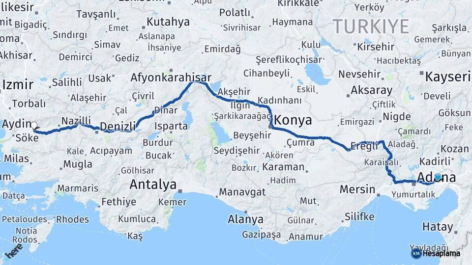 Adana Ceyhan Aydın Arası Kaç Km - Yol Haritası