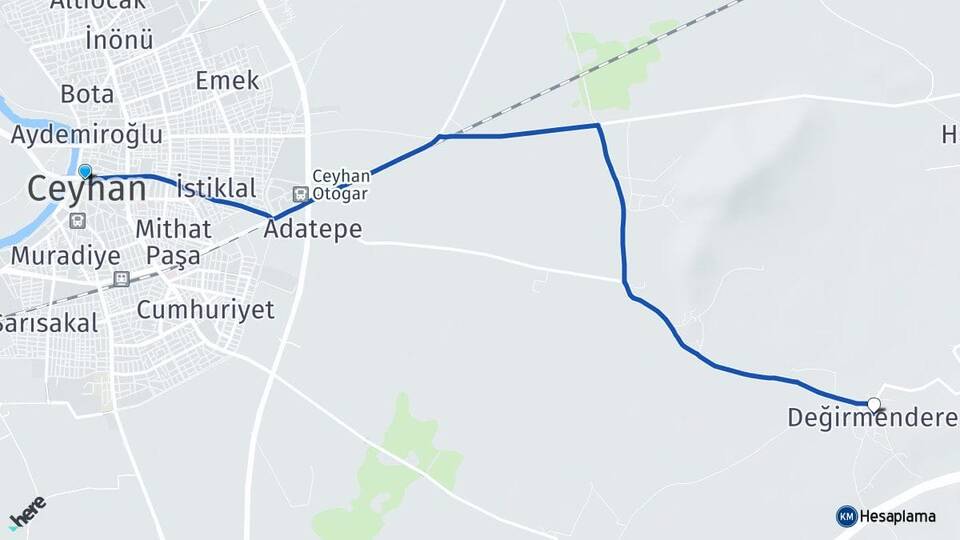 Adana Ceyhan Değirmendere Ceyhan Arası Kaç Km - Yol Haritası