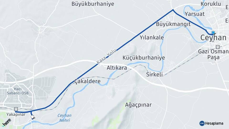 Adana Ceyhan Eski Misis Yüreğir Arası Kaç Km - Yol Haritası