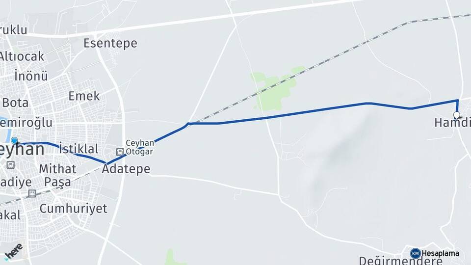 Adana Ceyhan Hamdilli Ceyhan Arası Kaç Km - Yol Haritası