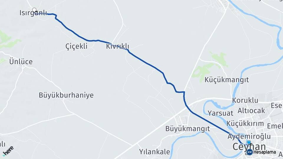 Adana Ceyhan Isırganlı Ceyhan Arası Kaç Km - Yol Haritası