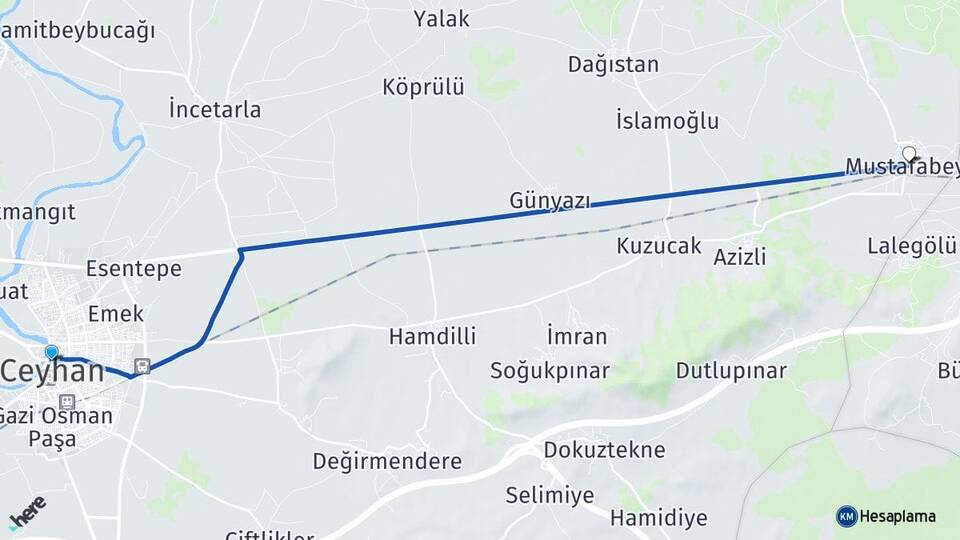 Adana Ceyhan Mustafabeyli Ceyhan Arası Kaç Km - Yol Haritası
