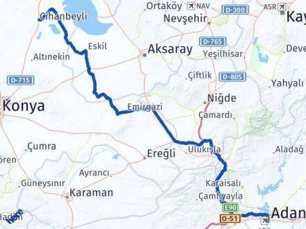 Adana Cihanbeyli Konya Arası Kaç Km - Yol Haritası