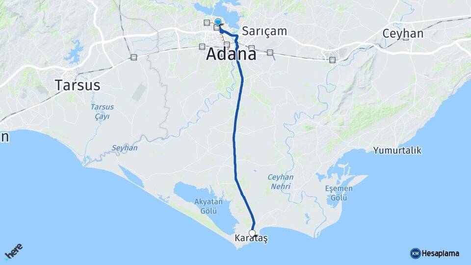 Adana Çukurova Karataş Arası Kaç Km - Yol Haritası