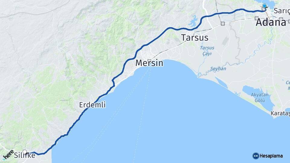 Adana Çukurova Silifke Mersin Arası Kaç Km - Yol Haritası