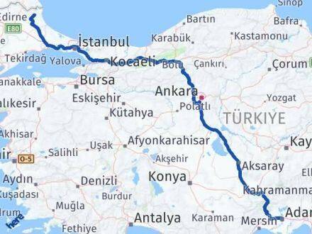 Adana Demirköy Kırklareli Arası Kaç Km - Yol Haritası