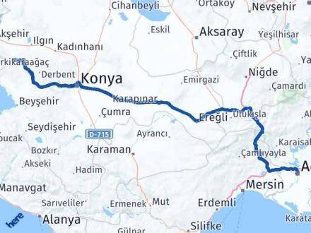 Adana Doğanhisar Konya Arası Kaç Km - Yol Haritası