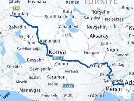 Adana Emirdağ Afyonkarahisar Arası Kaç Km - Yol Haritası
