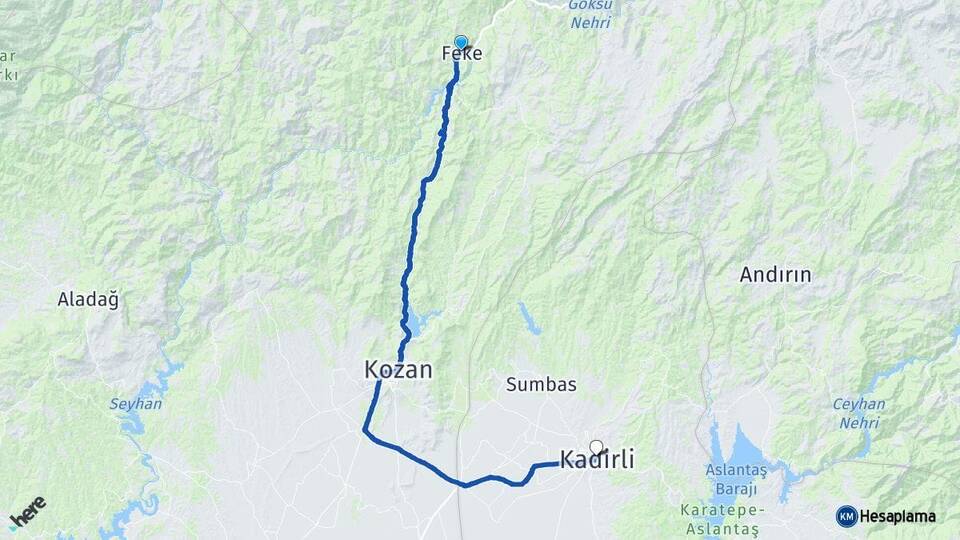 Adana Feke Kadirli Osmaniye Arası Kaç Km - Yol Haritası