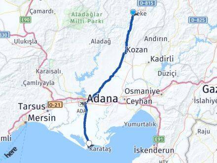Adana Feke Karataş Arası Kaç Km - Yol Haritası