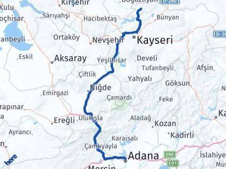 Adana Felahiye Kayseri Arası Kaç Km - Yol Haritası