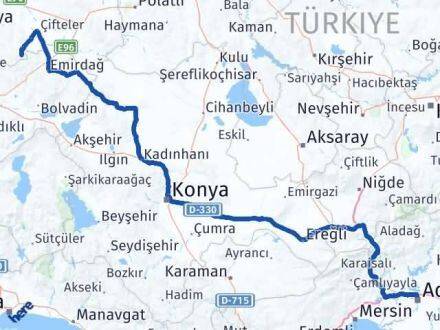 Adana Han Eskişehir Arası Kaç Km - Yol Haritası