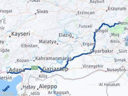 Adana Karaçoban Erzurum Arası Kaç Km - Yol Haritası