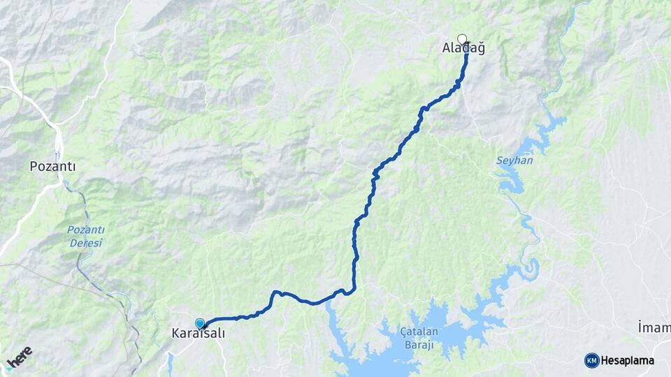 Adana Karaisalı Aladağ Arası Kaç Km - Yol Haritası
