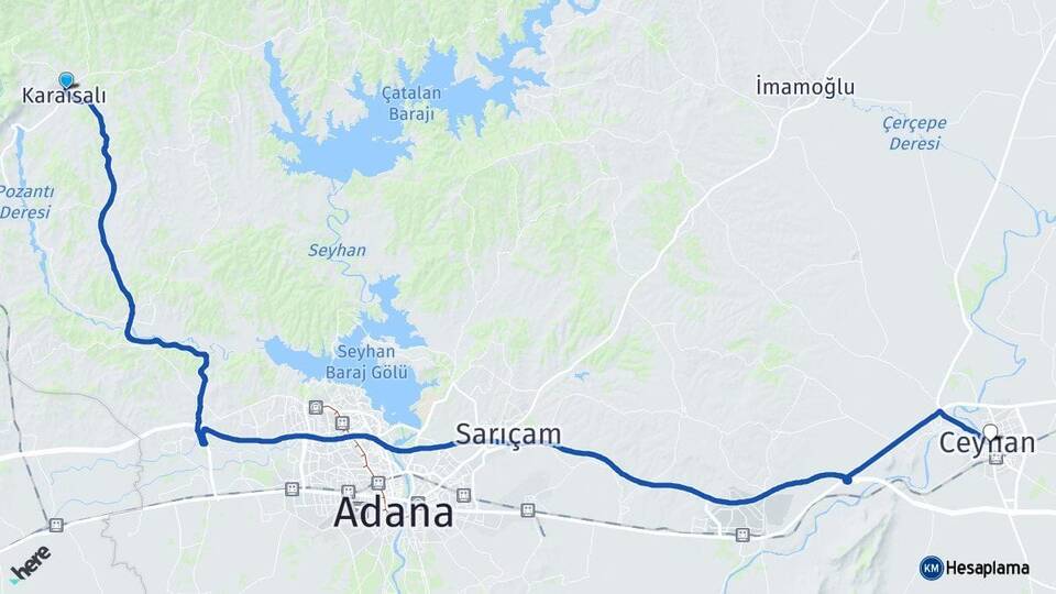 Adana Karaisalı Ceyhan Arası Kaç Km - Yol Haritası