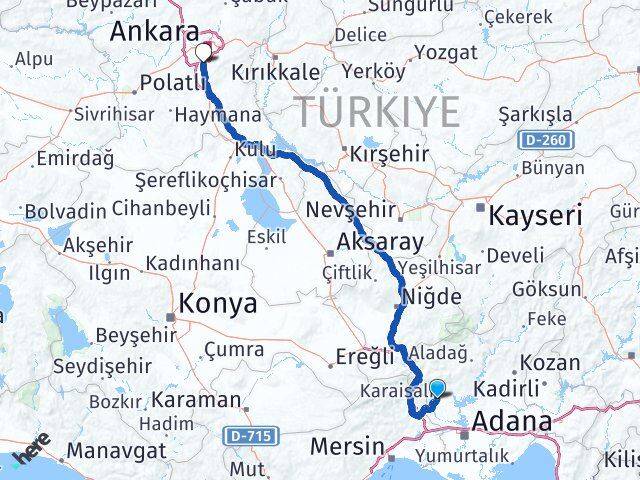 Adana Karaisalı Gölbaşı Ankara Arası Kaç Km - Yol Haritası