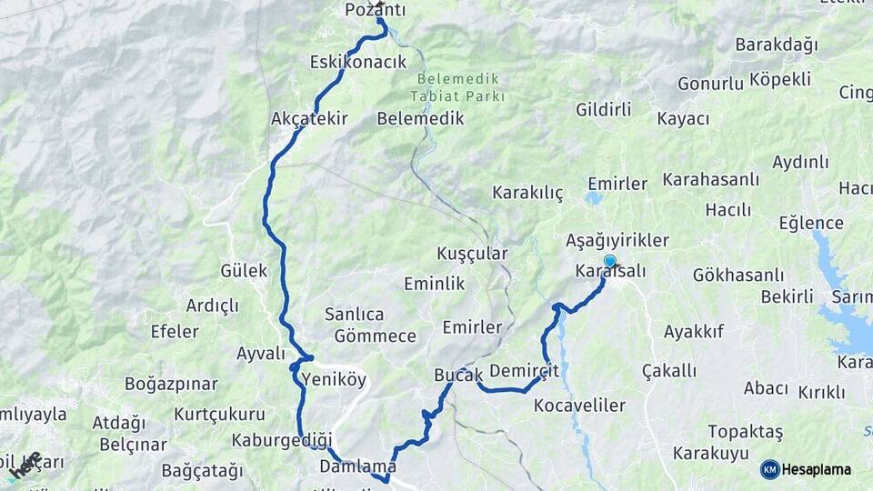 Adana Karaisalı Pozantı Arası Kaç Km - Yol Haritası