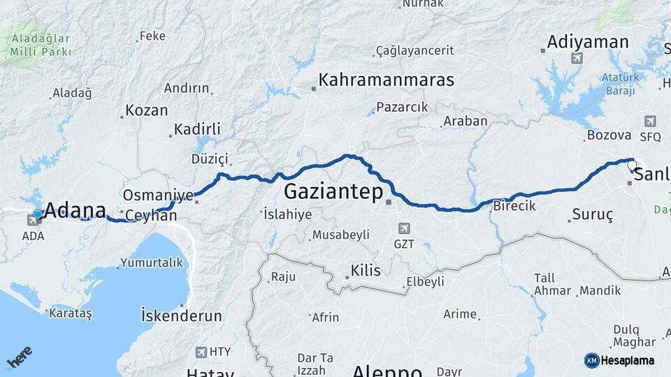 Adana Karaköprü Şanlıurfa Arası Kaç Km - Yol Haritası