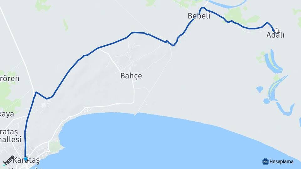 Adana Karataş Adalı Karataş Arası Kaç Km - Yol Haritası