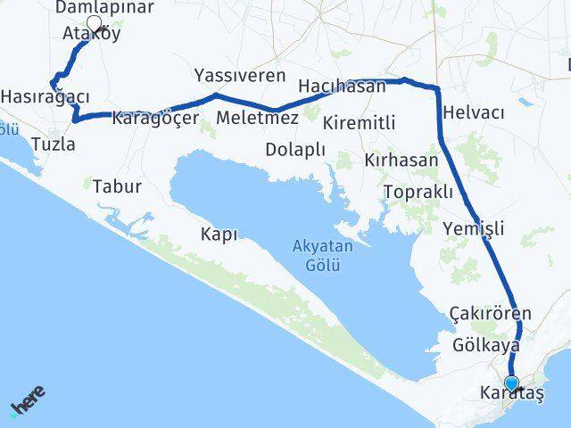 Adana Karataş Ataköy Karataş Arası Kaç Km - Yol Haritası