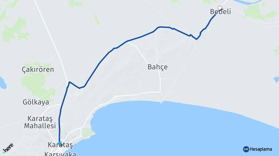 Adana Karataş Bebeli Karataş Arası Kaç Km - Yol Haritası