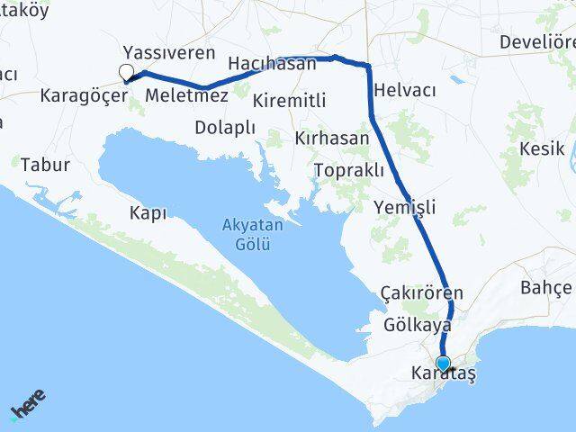 Adana Karataş Çavuşlu Karataş Arası Kaç Km - Yol Haritası