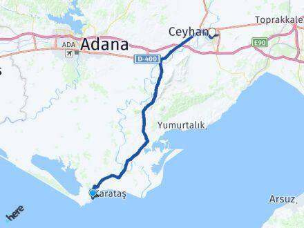 Adana Karataş Ceyhan Arası Kaç Km - Yol Haritası