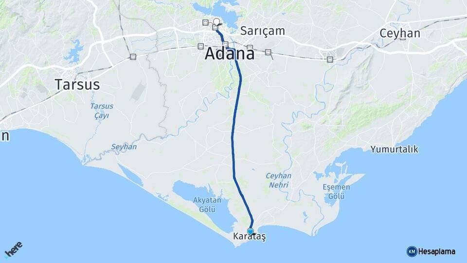 Adana Karataş Çukurova Arası Kaç Km - Yol Haritası