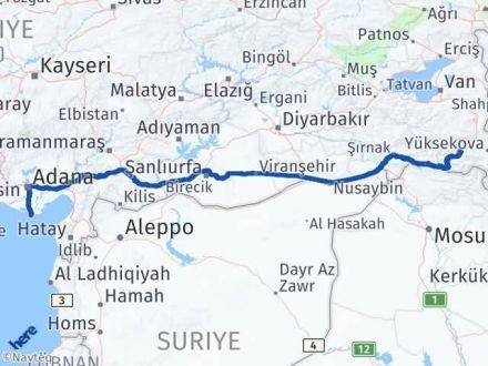 Adana Karataş Hakkari Arası Kaç Km - Yol Haritası