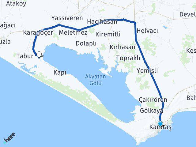 Adana Karataş İnneplihüyüğü Karataş Arası Kaç Km - Yol Haritası