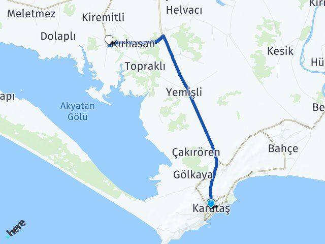 Adana Karataş İsahacılı Karataş Arası Kaç Km - Yol Haritası