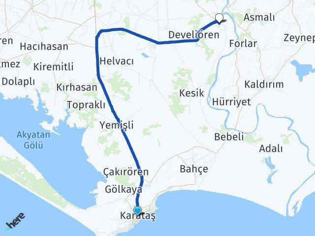 Adana Karataş Kızıltahta Karataş Arası Kaç Km - Yol Haritası