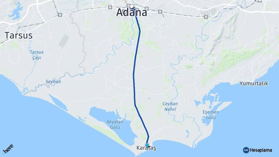 Adana Karataş Seyhan Arası Kaç Km - Yol Haritası