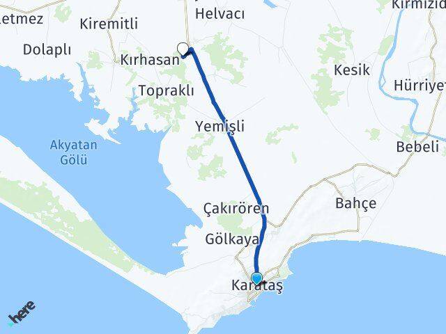 Adana Karataş Terliksiz Karataş Arası Kaç Km - Yol Haritası
