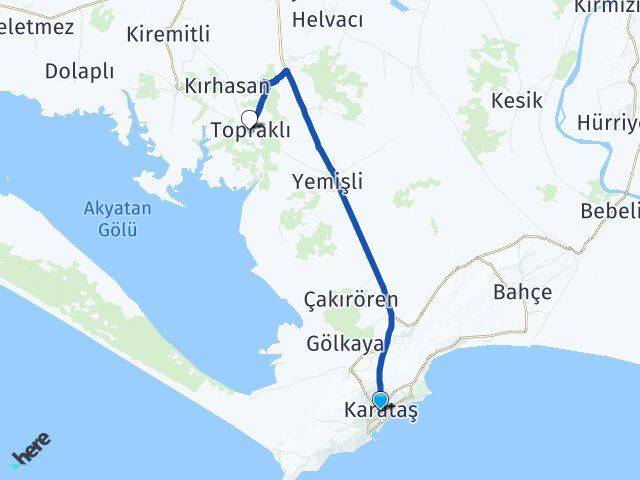 Adana Karataş Topraklı Karataş Arası Kaç Km - Yol Haritası