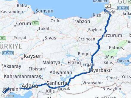 Adana Kemalpaşa Artvin Arası Kaç Km - Yol Haritası