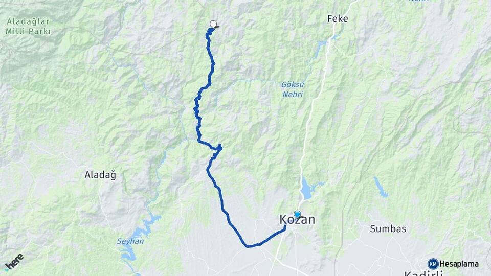Adana Kozan Akkaya Kozan Arası Kaç Km - Yol Haritası