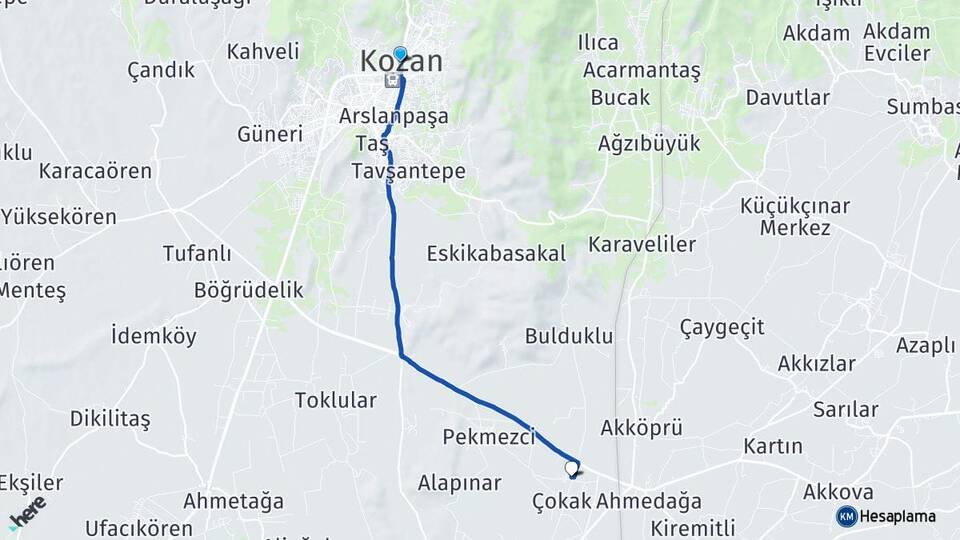 Adana Kozan Faydalı Kozan Arası Kaç Km - Yol Haritası