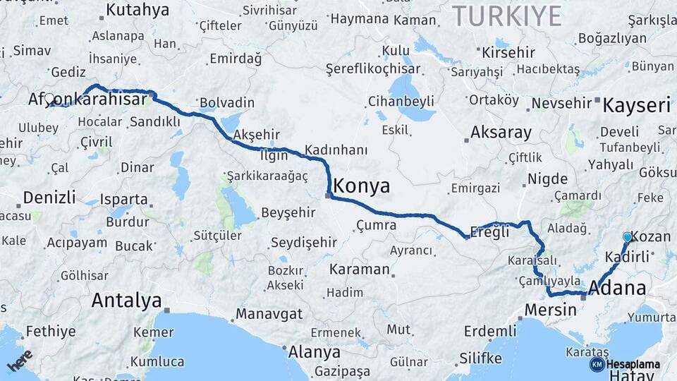 Adana Kozan Uşak Arası Kaç Km - Yol Haritası