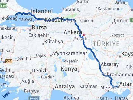 Adana Marmaraereğlisi Tekirdağ Arası Kaç Km - Yol Haritası