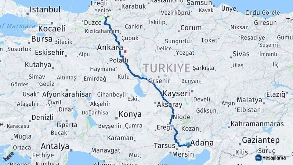 Adana Mengen Bolu Arası Kaç Km - Yol Haritası