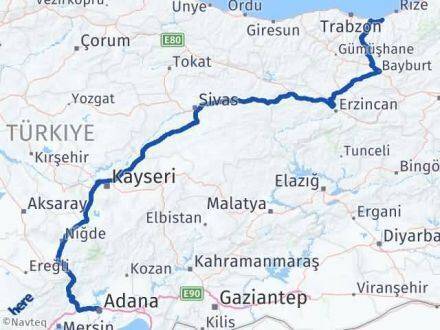 Adana Of Trabzon Arası Kaç Km - Yol Haritası