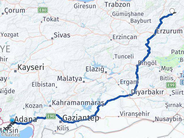 Adana Oltu Erzurum Arası Kaç Km - Yol Haritası